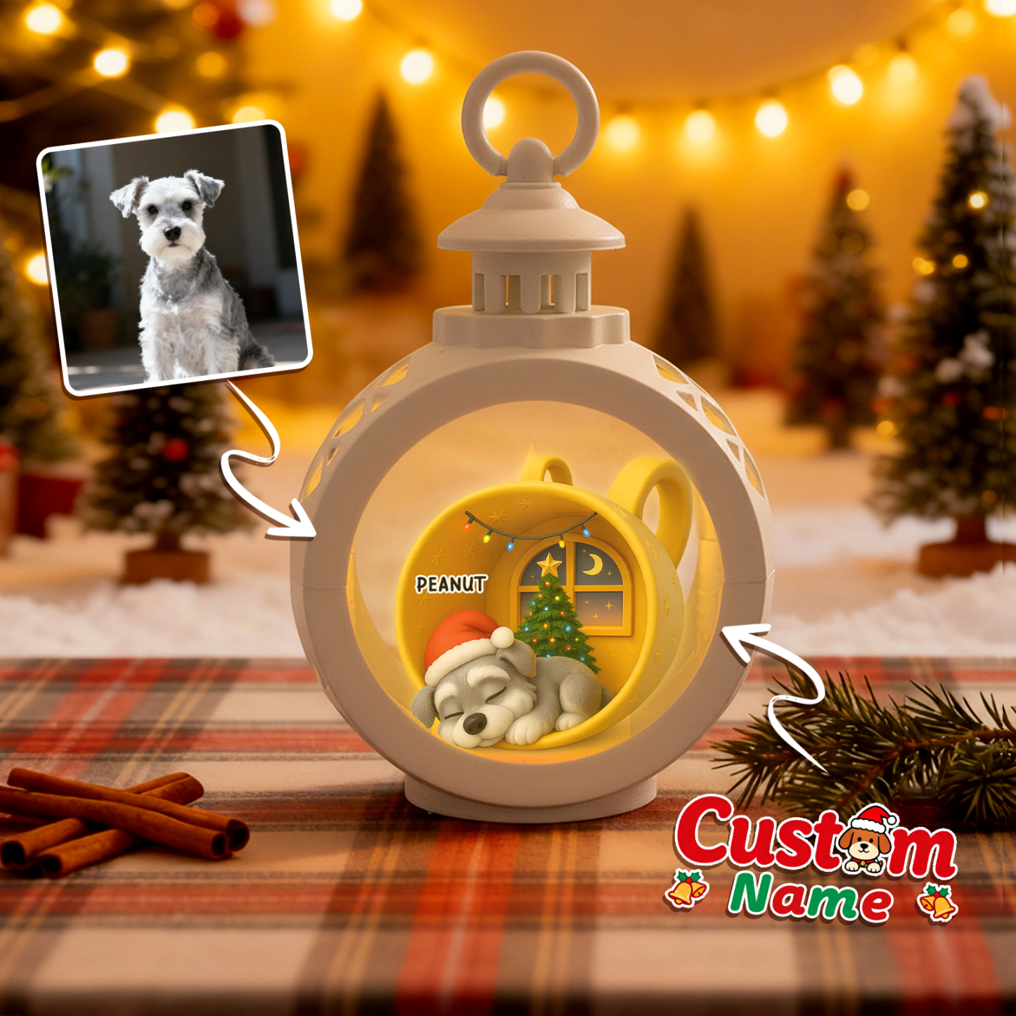 Personalisierte Weihnachtslaterne Mit Anime-fotos – Individuelle Weihnachtsgeschenke Für Tierliebhaber - MyFaceSocksDE