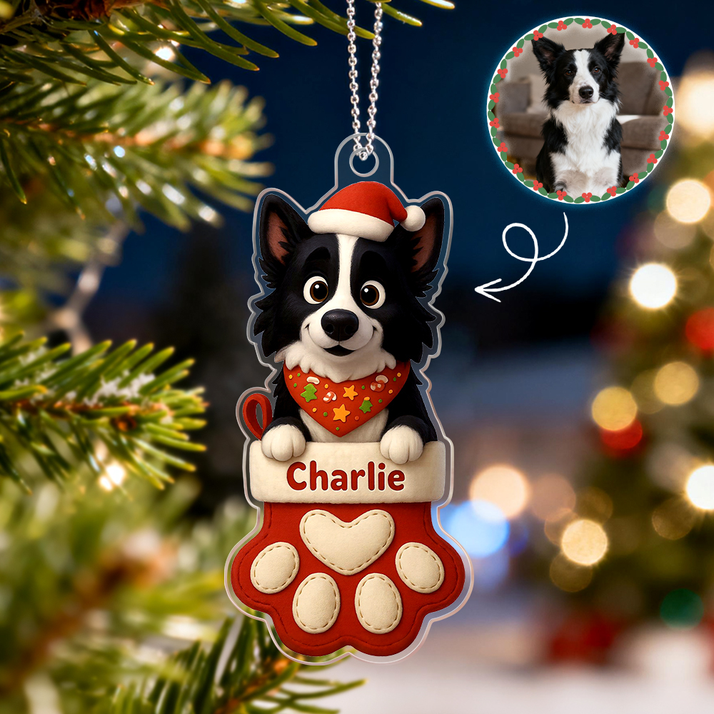 Individuell Gestalteter Autoanhänger „haustierliebe Im Strumpf" Für Süße Hunde Und Katzen – Weihnachtsgeschenk Aus Acryl – Liebevolle Erinnerung An Ihre Haustiere - MyFaceSocksDE
