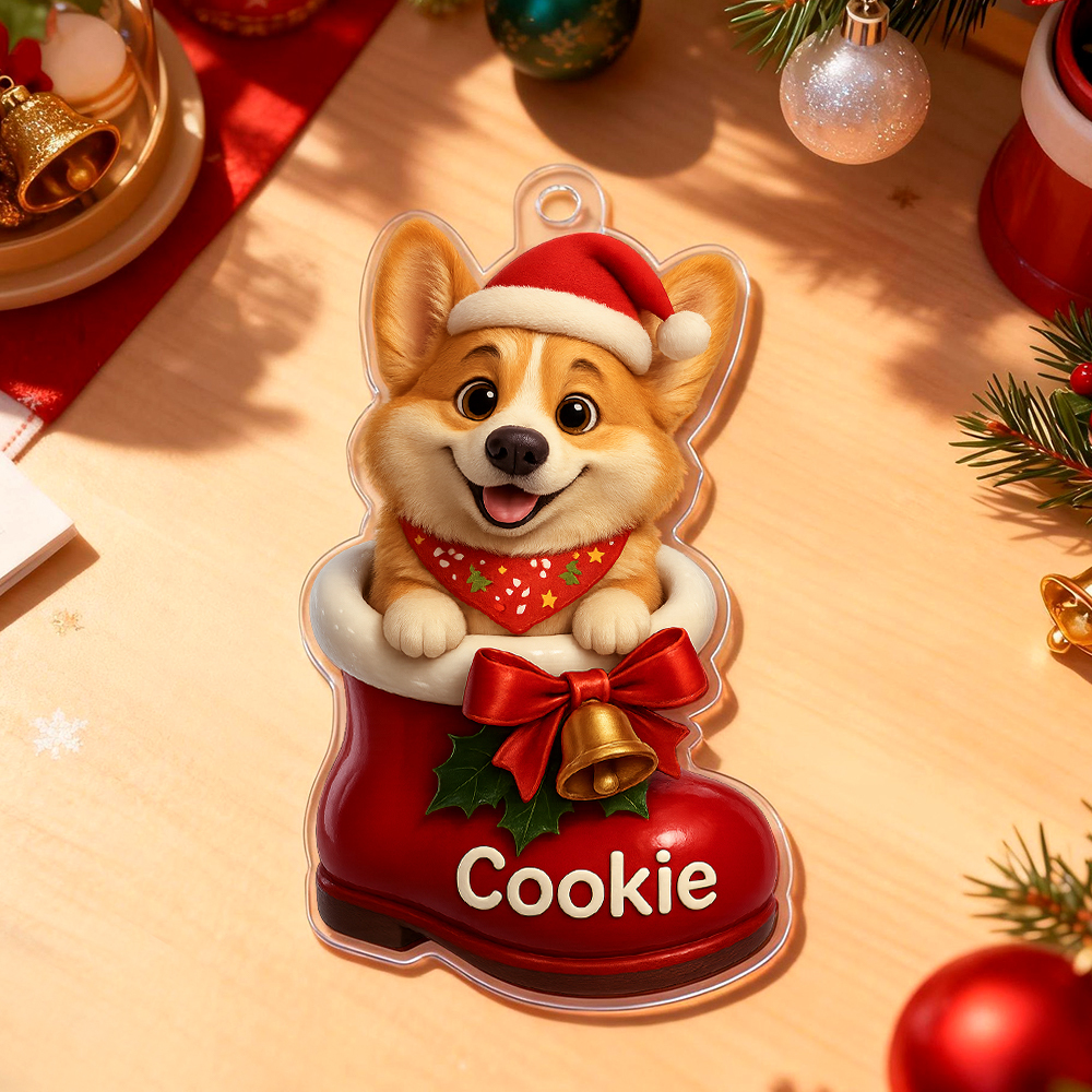 Individuell Gestalteter Autoanhänger „haustierliebe Im Strumpf" Für Süße Hunde Und Katzen – Weihnachtsgeschenk Aus Acryl – Liebevolle Erinnerung An Ihre Haustiere - MyFaceSocksDE