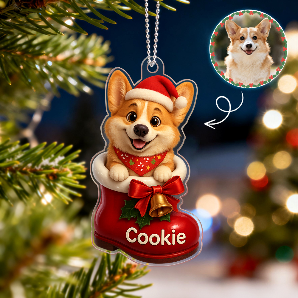 Individuell Gestalteter Autoanhänger „haustierliebe Im Strumpf" Für Süße Hunde Und Katzen – Weihnachtsgeschenk Aus Acryl – Liebevolle Erinnerung An Ihre Haustiere - MyFaceSocksDE