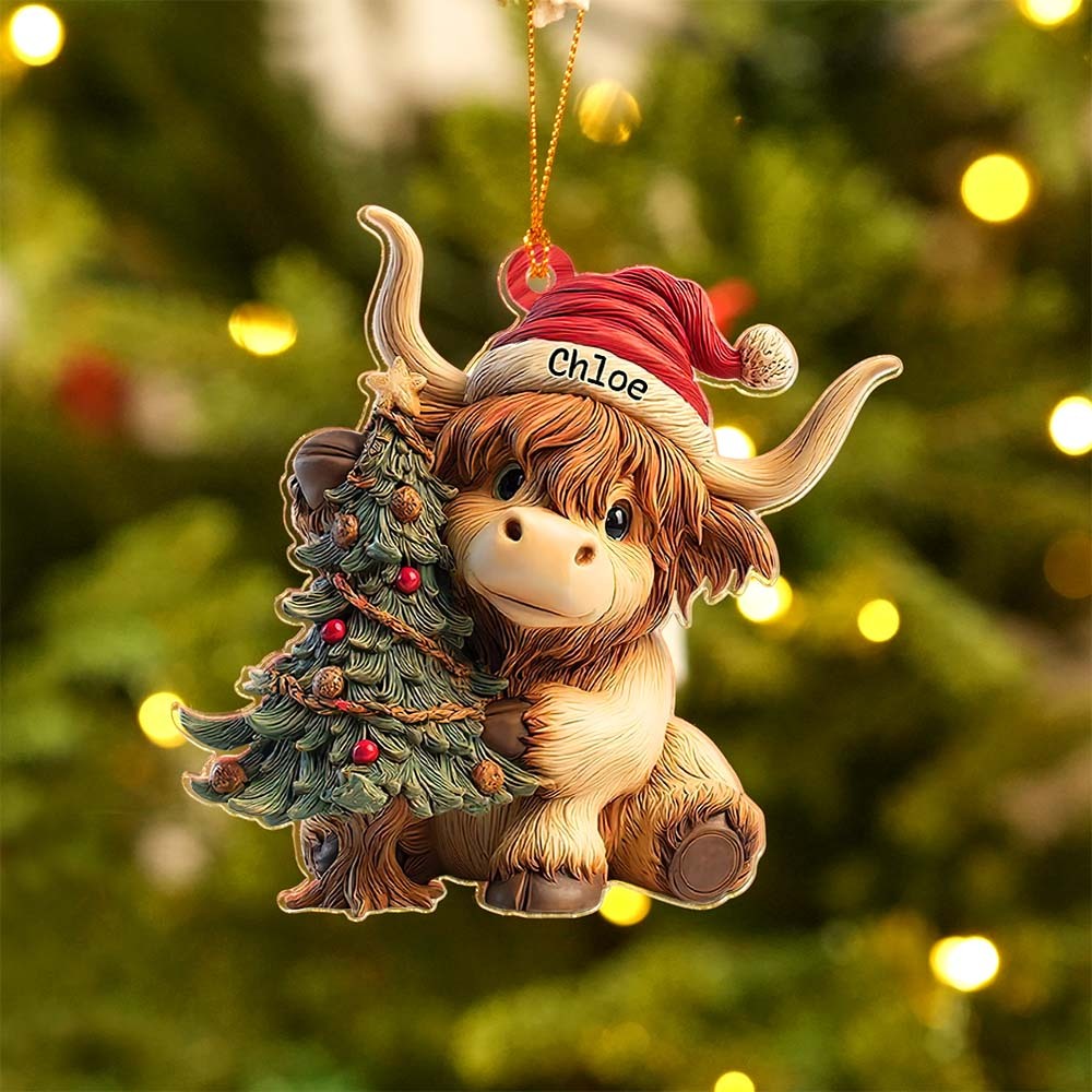 Personalisierter Weihnachtsbaumschmuck Aus Der Hochlandkuh-kollektion – Lustiger Hängeschmuck Aus Der Hochlandkuh-kollektion – Geschenk Für Hochlandkuh-liebhaber - MyFaceSocksDE
