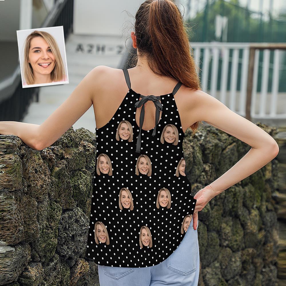 Custom Face Frauen Strappy Camisoles Sommer Sexy Loose Cute Tanktops - Polka - GesichtSocken