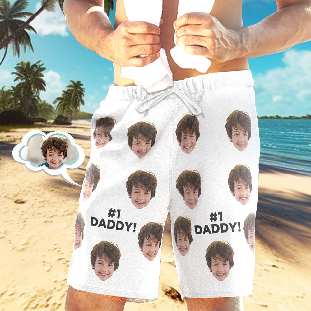 Badehose Mit Individuellem Gesicht, Personalisierte Strandshorts, Lässige Herren-shorts #1 Papa - GesichtSocken