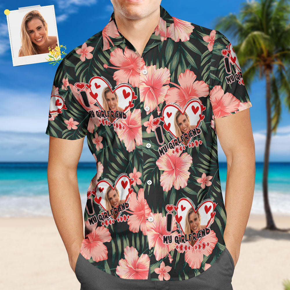 Hawaii-hemd Mit Individuellem Gesicht, All-over-print, Flippiges, Personalisiertes Hemd Für Den Freund - GesichtSocken