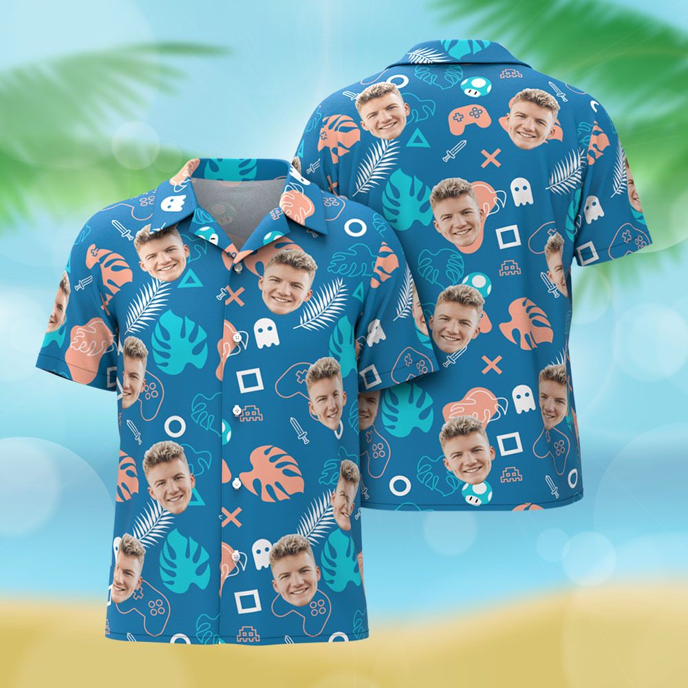Benutzerdefinierte Männer Lila Blätter Hawaiihemden Gesicht Shirt Bier Muster Hawaiihemd Geschenk Für Sommer Vibe Urlaub - MyFaceSocksDE