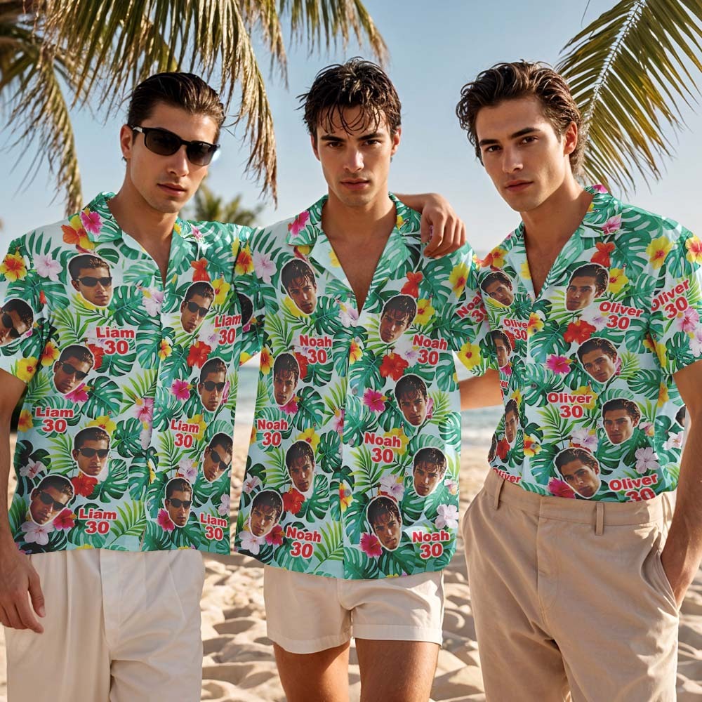 Benutzerdefiniertes Geburtstagsalter Personalisiertes Hawaiihemd Mit Gesicht Benutzerdefiniertes Foto Hawaiihemd Geburtstagsgeschenk - MyFaceSocksDE