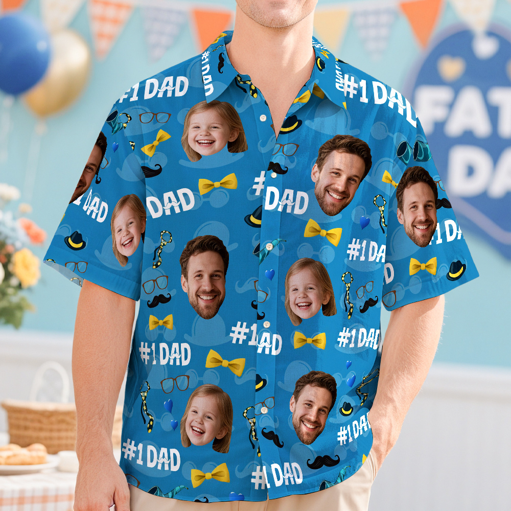 Benutzerdefinierte Foto Wir Lieben Dich Papa Hawaiihemd Vatertagsgeschenk - MyFaceSocksDE