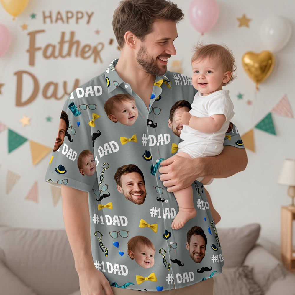 Benutzerdefinierte Foto Wir Lieben Dich Papa Hawaiihemd Vatertagsgeschenk - MyFaceSocksDE