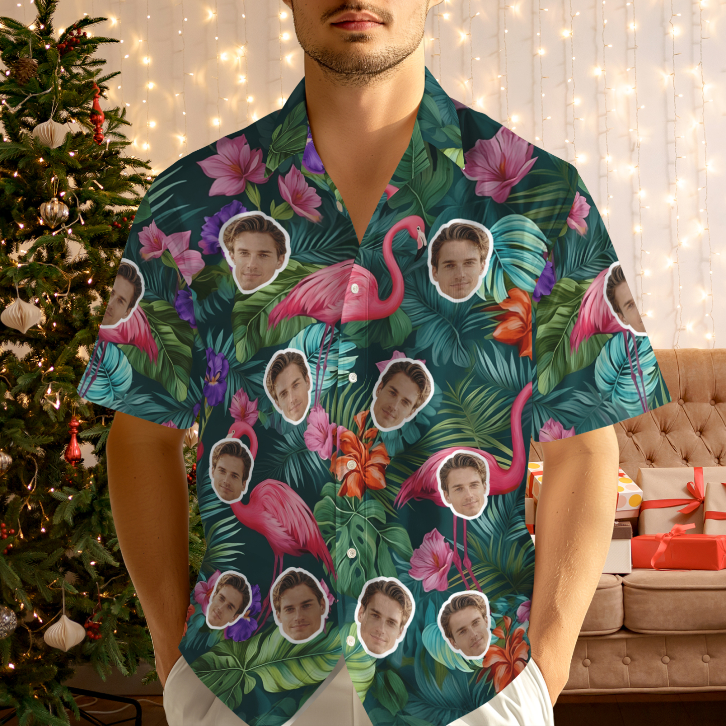 Personalisiertes Hawaiihemd Mit Foto Ihres Gesichts – Aloha-hemd, Weihnachtsgeschenk - MyFaceSocksDE