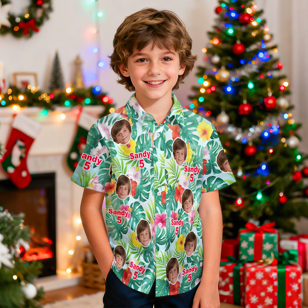 Personalisiertes Hawaiihemd Mit Foto Des Kindes – Ideales Geschenk Zur Geburtstagsfeier - MyFaceSocksDE