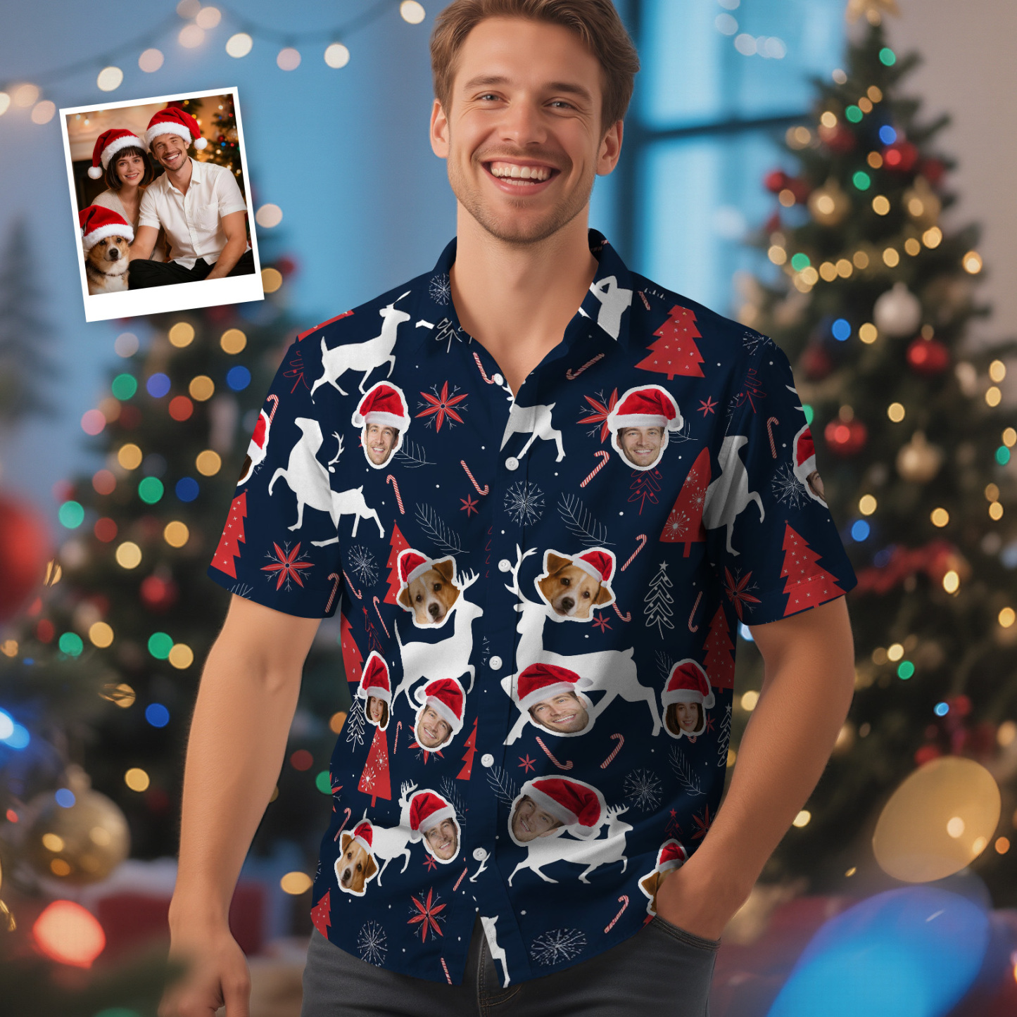 Personalisiertes Hawaiihemd Mit Weihnachtsmotiv – Das Perfekte Geschenk Für Familie Und Freunde - MyFaceSocksDE