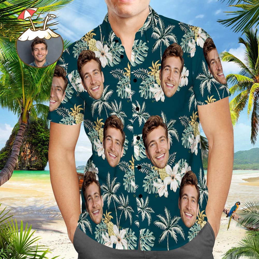 Kundenspezifische Hawaii-hemden Mit Haustier-gesicht Funky Vintages Hawaii-hemd-lässiges Hemd Für Geschenk - GesichtSocken