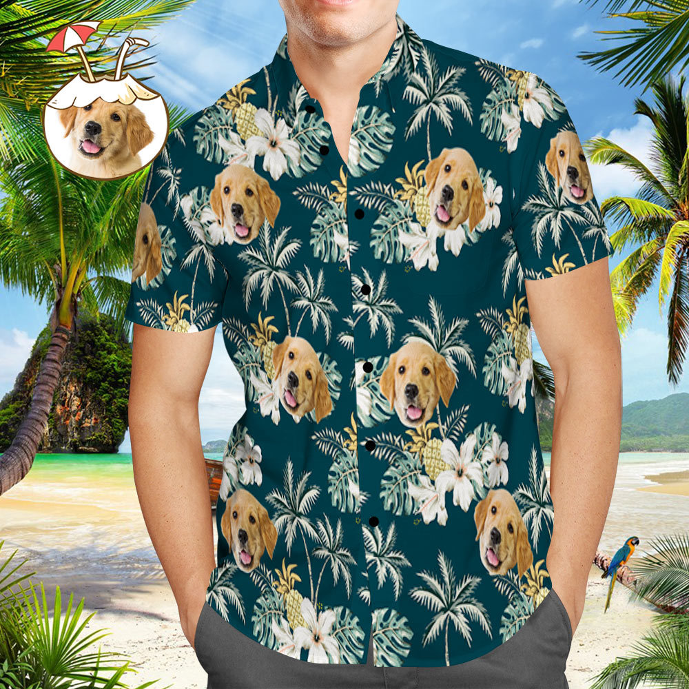 Kundenspezifische Hawaii-hemden Mit Haustier-gesicht Funky Vintages Hawaii-hemd-lässiges Hemd Für Geschenk - GesichtSocken