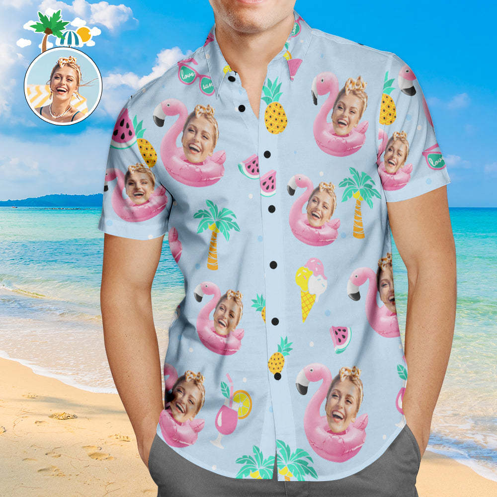Benutzerdefiniertes Gesicht Hawaiihemd Genießen Sie Die Sommerzeit Personalisiertes Aloha Beach Shirt Für Männer - GesichtSocken