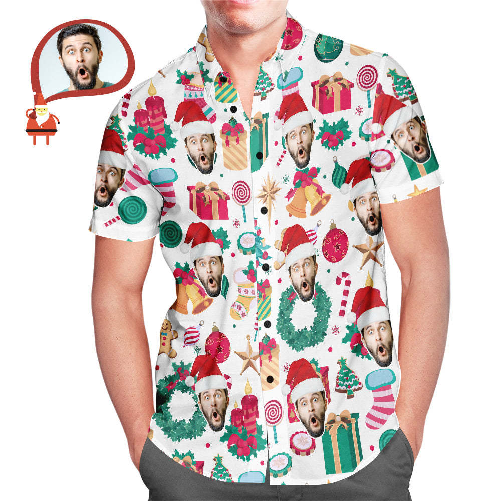 Lustiges Kundenspezifisches Gesicht-weihnachtsmuster-hawaii-hemd-geschenk Für Ihn - GesichtSocken