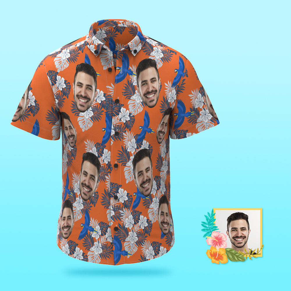 Kundenspezifisches Foto-hawaiihemd-strand-ferien-paar Trägt Populären Ganz Über Druck-hawaii-strand-hemd-feriengeschenk-vogel - GesichtSocken