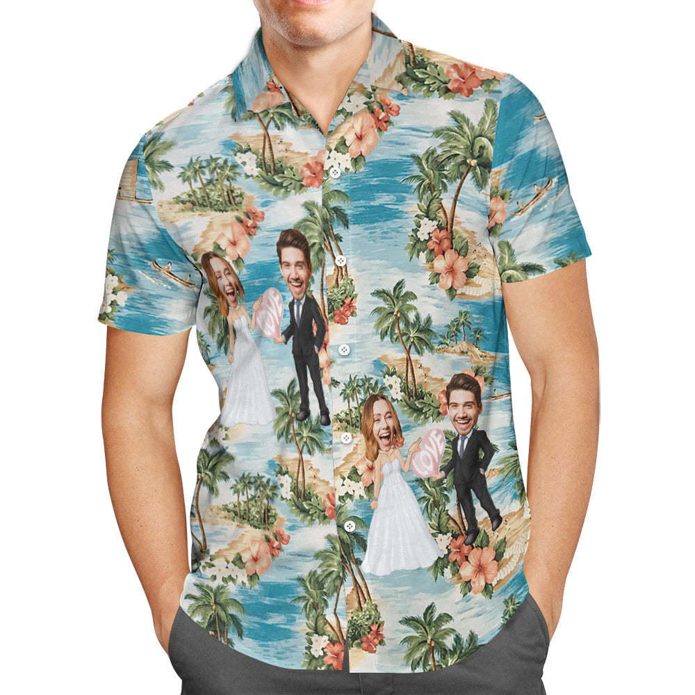 Benutzerdefiniertes Hawaiihemd Personalisiertes Hochzeitshawaiianhemd Bestes Hochzeitsgeschenk - GesichtSocken