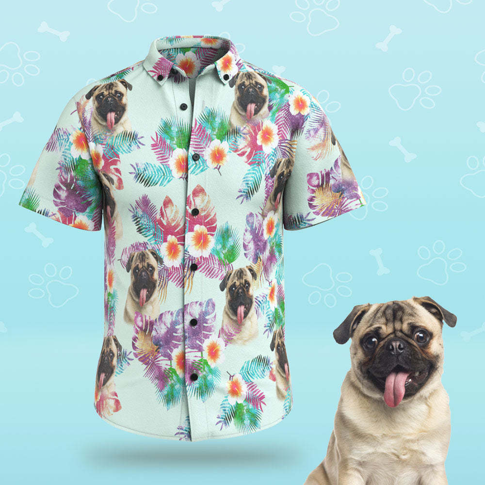 Kundenspezifisches Gesichts-mann-hawaii-hemden Personalisiertes Niedliches Hundegesicht Für Haustier-liebhaber - GesichtSocken