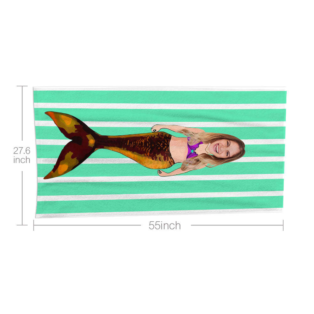 Personalisiertes Gesicht Strandtuch, Personalisiertes Sexy Meerjungfrau Strandtuch, Lustiges Geschenk Für Ihn - MyFaceSocksDE