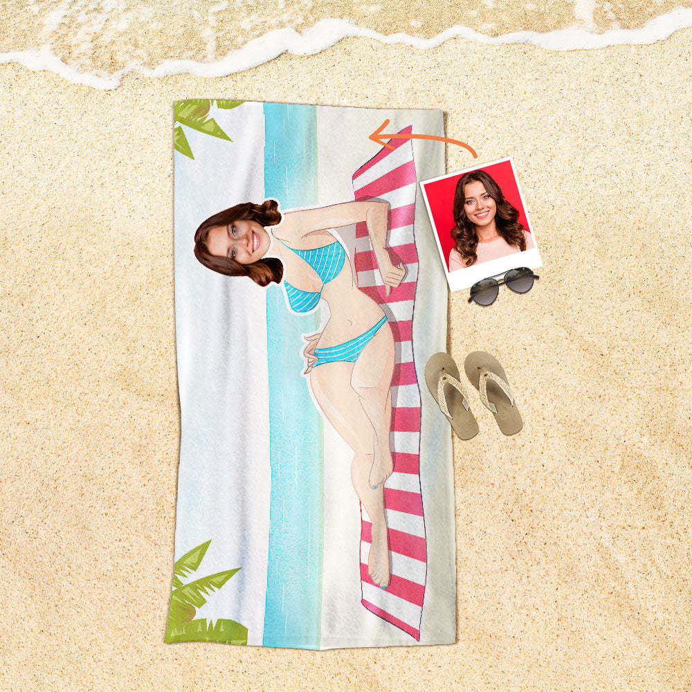 Personalisiertes Gesicht Strandtuch, Personalisiertes Sexy Meerjungfrau Strandtuch, Lustiges Geschenk Für Ihn - MyFaceSocksDE