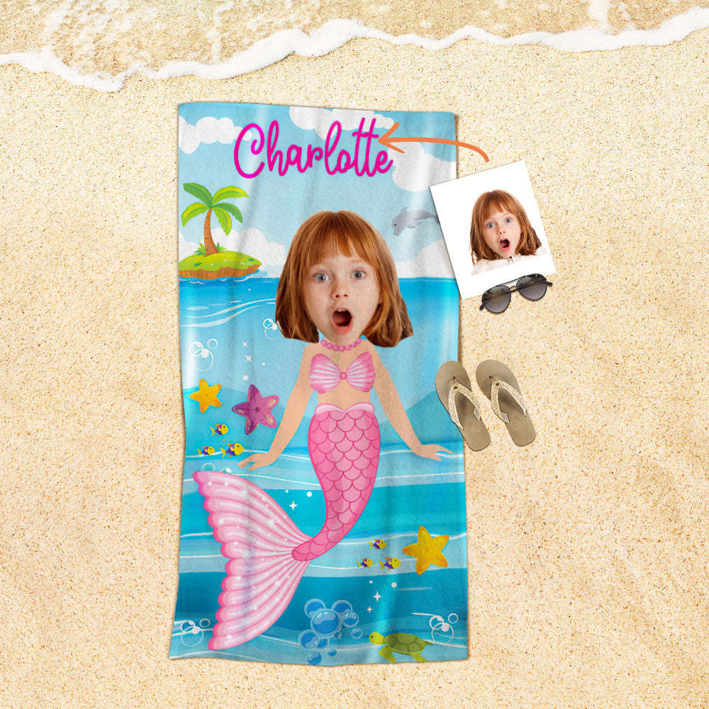 Personalisiertes Gesicht Strandtuch, Personalisiertes Sexy Meerjungfrau Strandtuch, Lustiges Geschenk Für Ihn - MyFaceSocksDE