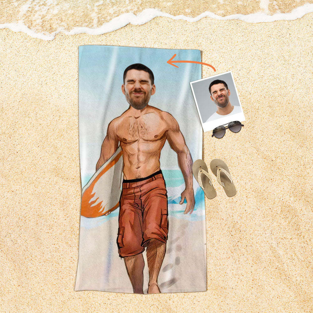 Personalisiertes Gesicht Strandtuch, Personalisiertes Sexy Meerjungfrau Strandtuch, Lustiges Geschenk Für Ihn - MyFaceSocksDE