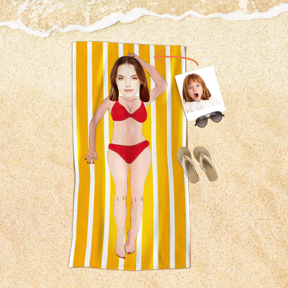Personalisiertes Gesicht Strandtuch, Personalisiertes Sexy Meerjungfrau Strandtuch, Lustiges Geschenk Für Ihn - MyFaceSocksDE