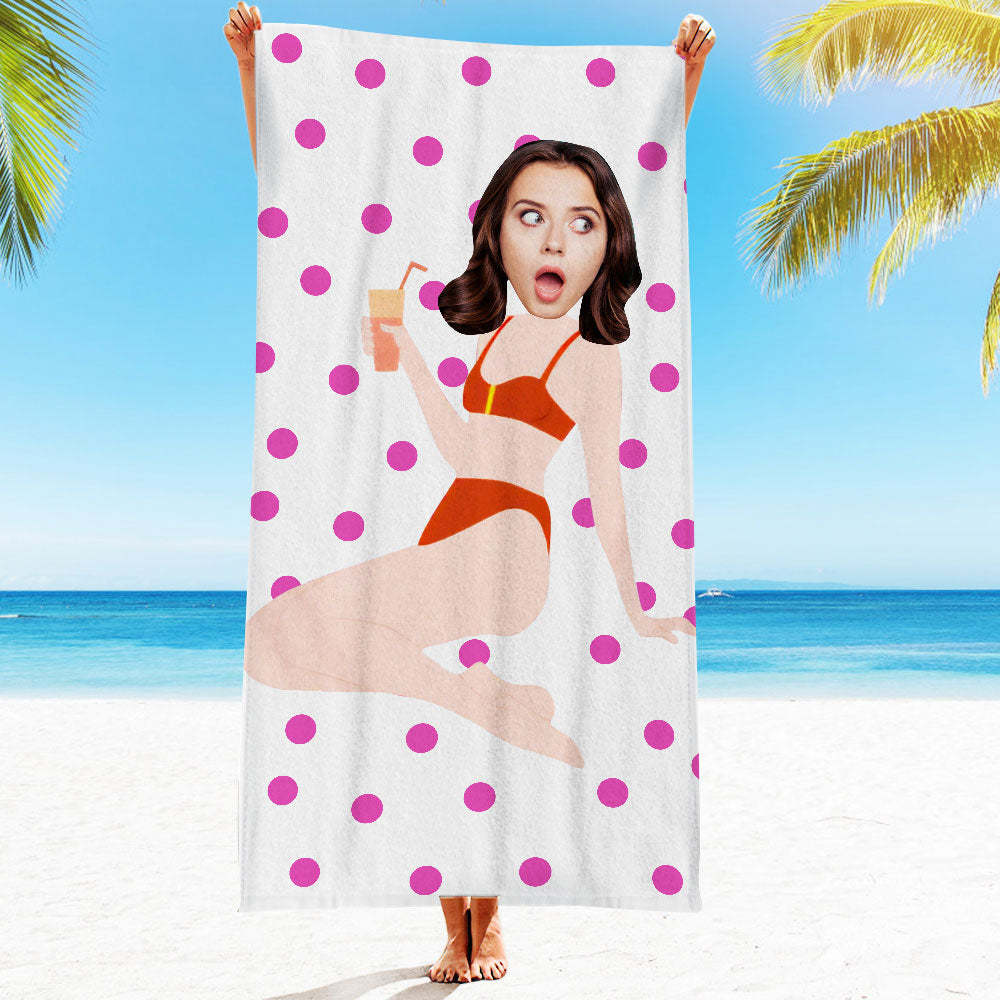 Benutzerdefiniertes Gesicht Strandtuch, Personalisiertes Sexy Meerjungfrau Strandtuch, Lustiges Geschenk - MyFaceSocksDE