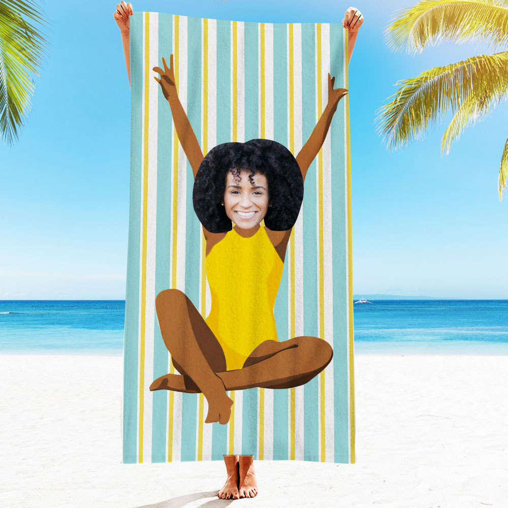Personalisiertes Gesicht Strandtuch, Personalisiertes Sexy Meerjungfrau Strandtuch, Lustiges Geschenk Für Ihn - MyFaceSocksDE
