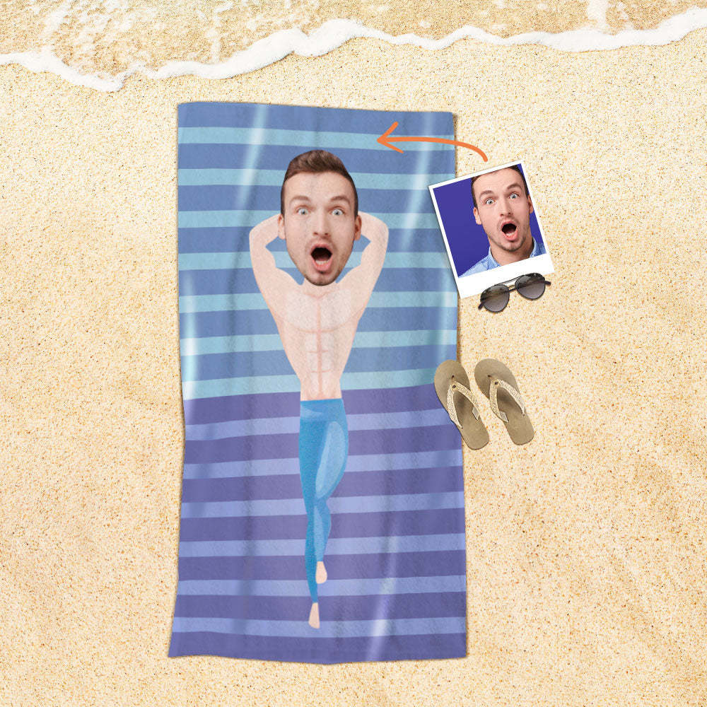 Personalisiertes Gesicht Strandtuch, Personalisiertes Sexy Meerjungfrau Strandtuch, Lustiges Geschenk Für Ihn - MyFaceSocksDE