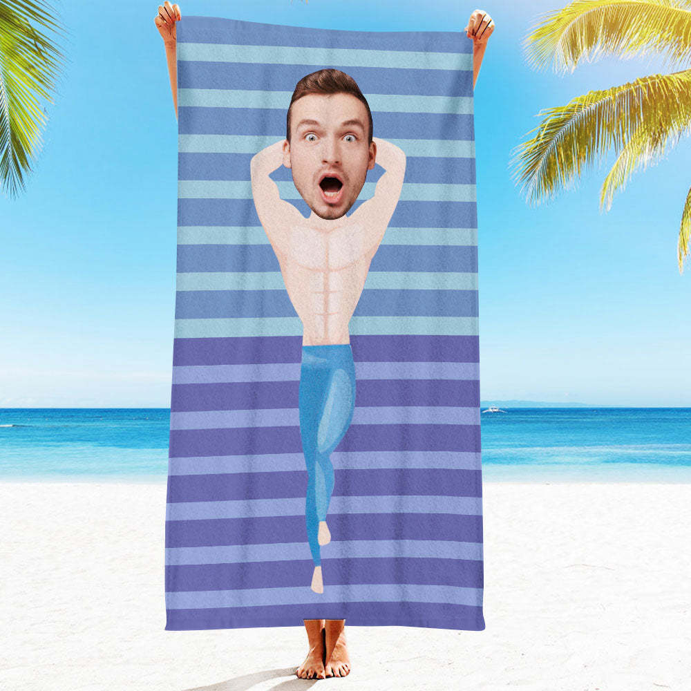 Personalisiertes Gesicht Strandtuch, Personalisiertes Sexy Meerjungfrau Strandtuch, Lustiges Geschenk Für Ihn - MyFaceSocksDE