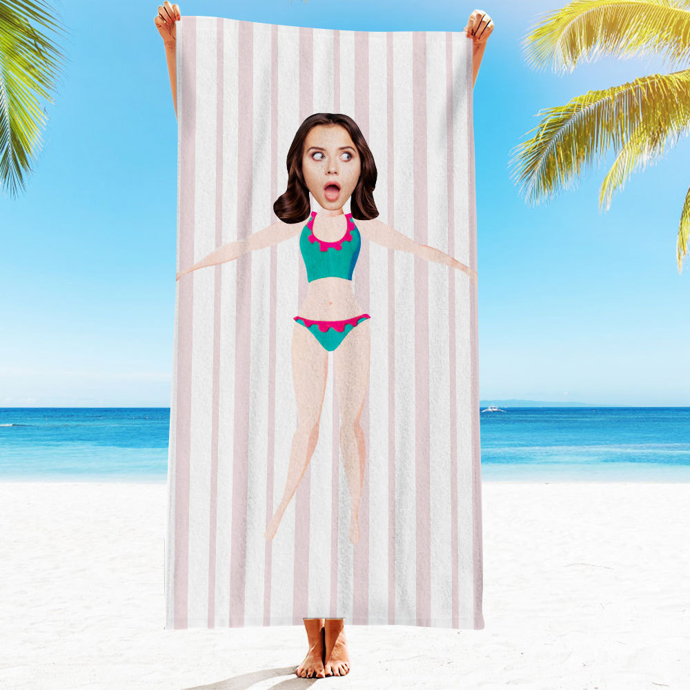 Personalisiertes Gesicht Strandtuch, Personalisiertes Sexy Meerjungfrau Strandtuch, Lustiges Geschenk Für Ihn - MyFaceSocksDE