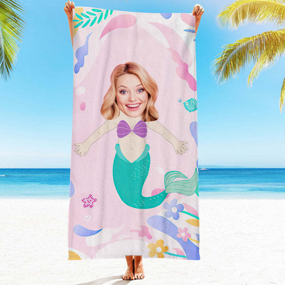 Personalisiertes Gesicht Strandtuch, Personalisiertes Sexy Meerjungfrau Strandtuch, Lustiges Geschenk Für Ihn - MyFaceSocksDE