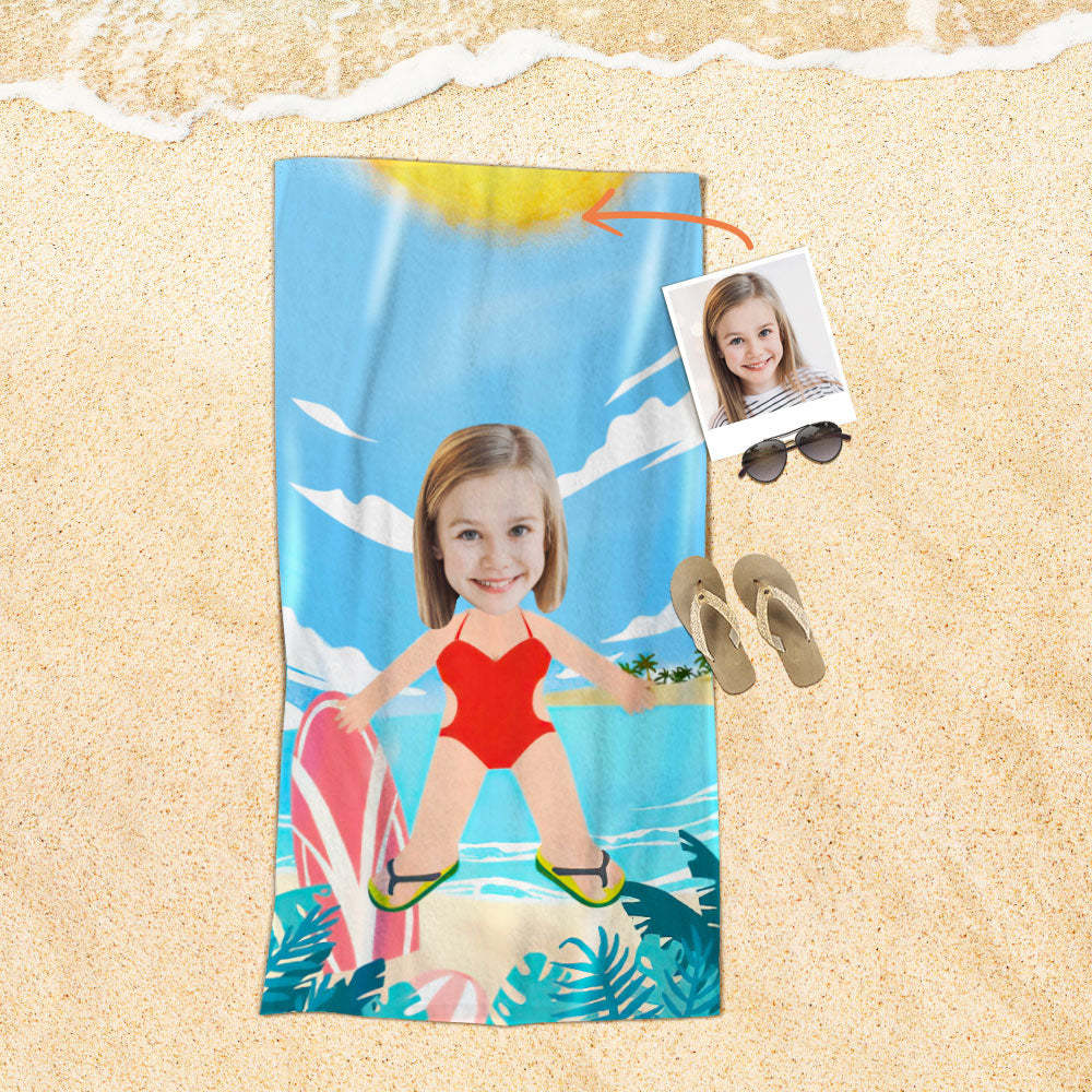 Benutzerdefiniertes Gesicht Strandtuch, Personalisiertes Sexy Meerjungfrau Strandtuch, Lustiges Geschenk - MyFaceSocksDE