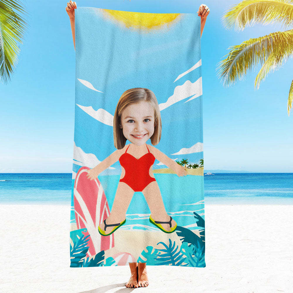Benutzerdefiniertes Gesicht Strandtuch, Personalisiertes Sexy Meerjungfrau Strandtuch, Lustiges Geschenk - MyFaceSocksDE