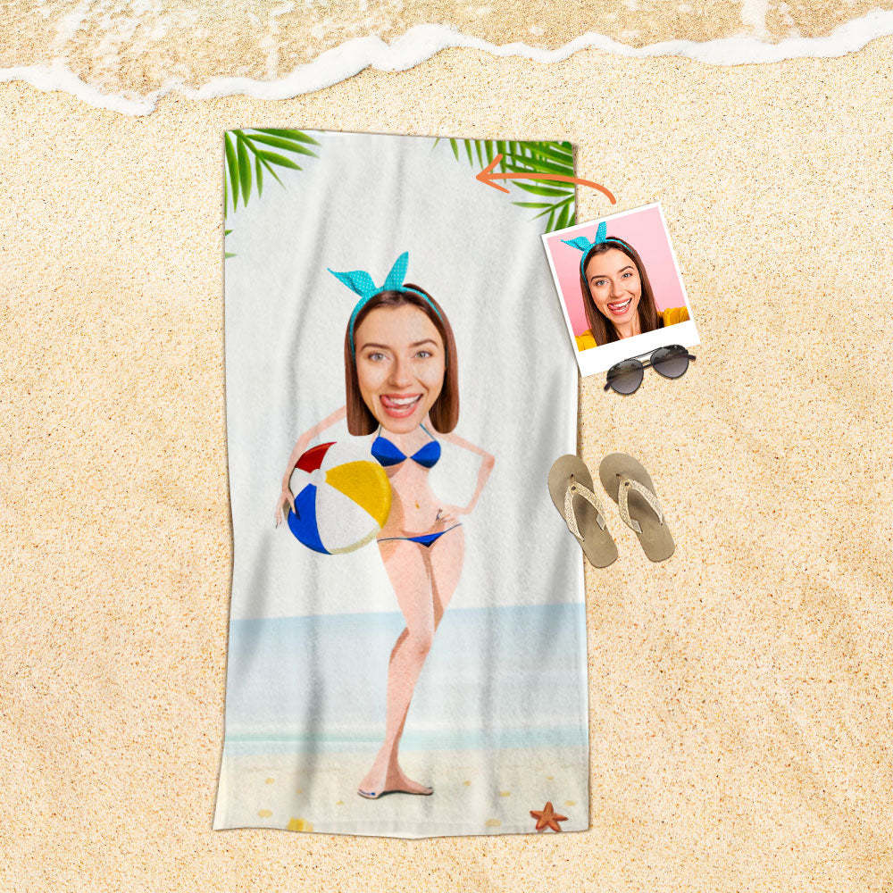 Personalisiertes Gesicht Strandtuch, Personalisiertes Sexy Meerjungfrau Strandtuch, Lustiges Geschenk Für Ihn - MyFaceSocksDE