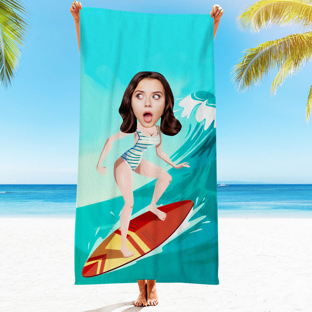 Personalisiertes Gesicht Strandtuch, Personalisiertes Sexy Meerjungfrau Strandtuch, Lustiges Geschenk Für Ihn - MyFaceSocksDE