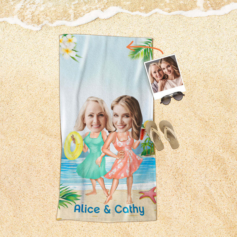 Strandtuch Mit Individuellem Gesicht, Personalisierbar, Sexy Meerjungfrau-strandtuch, Lustiges Geschenk Für Sie - MyFaceSocksDE