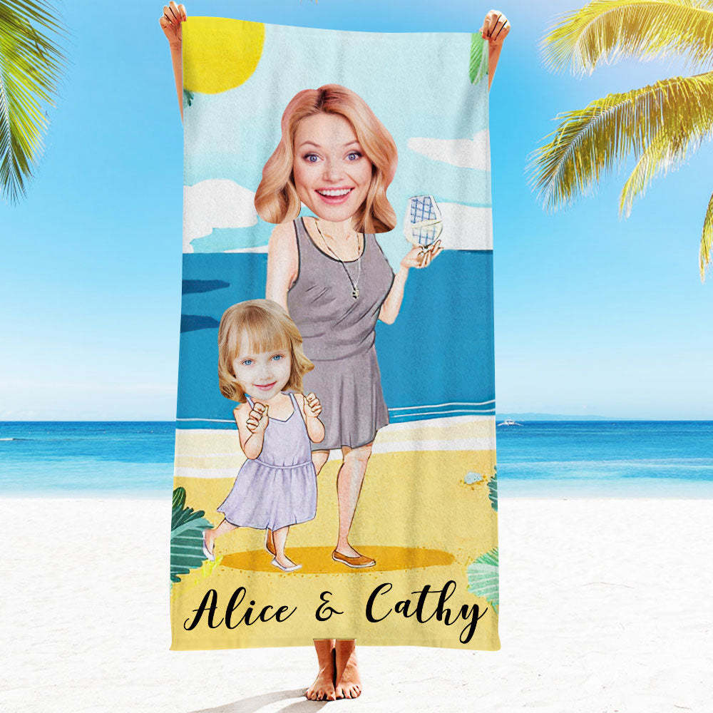 Benutzerdefiniertes Gesicht Strandtuch, Personalisiertes Sexy Meerjungfrau Strandtuch, Lustiges Geschenk - MyFaceSocksDE