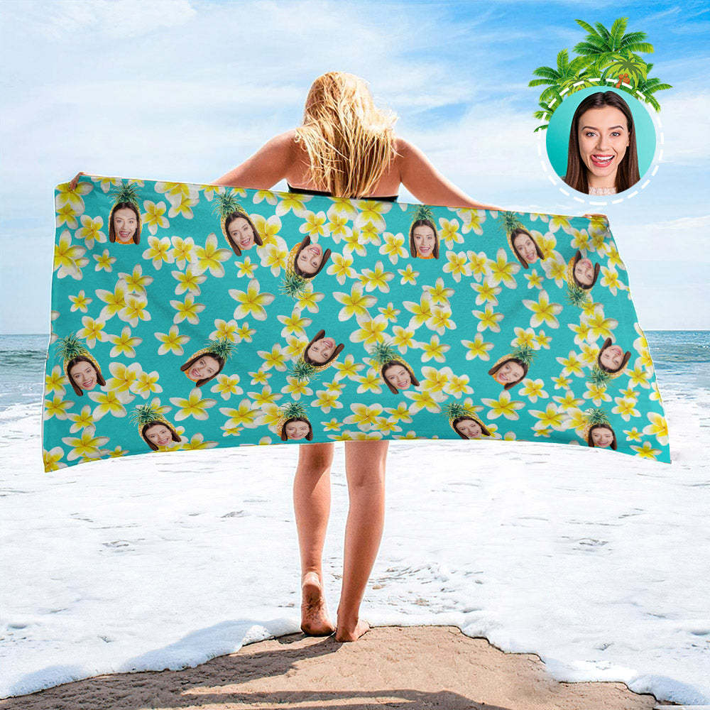 Strandtuch Mit Individuellem Gesicht, Strandtuch Im Hawaiianischen Stil, Lustige Geschenkideen - MyFaceSocksDE