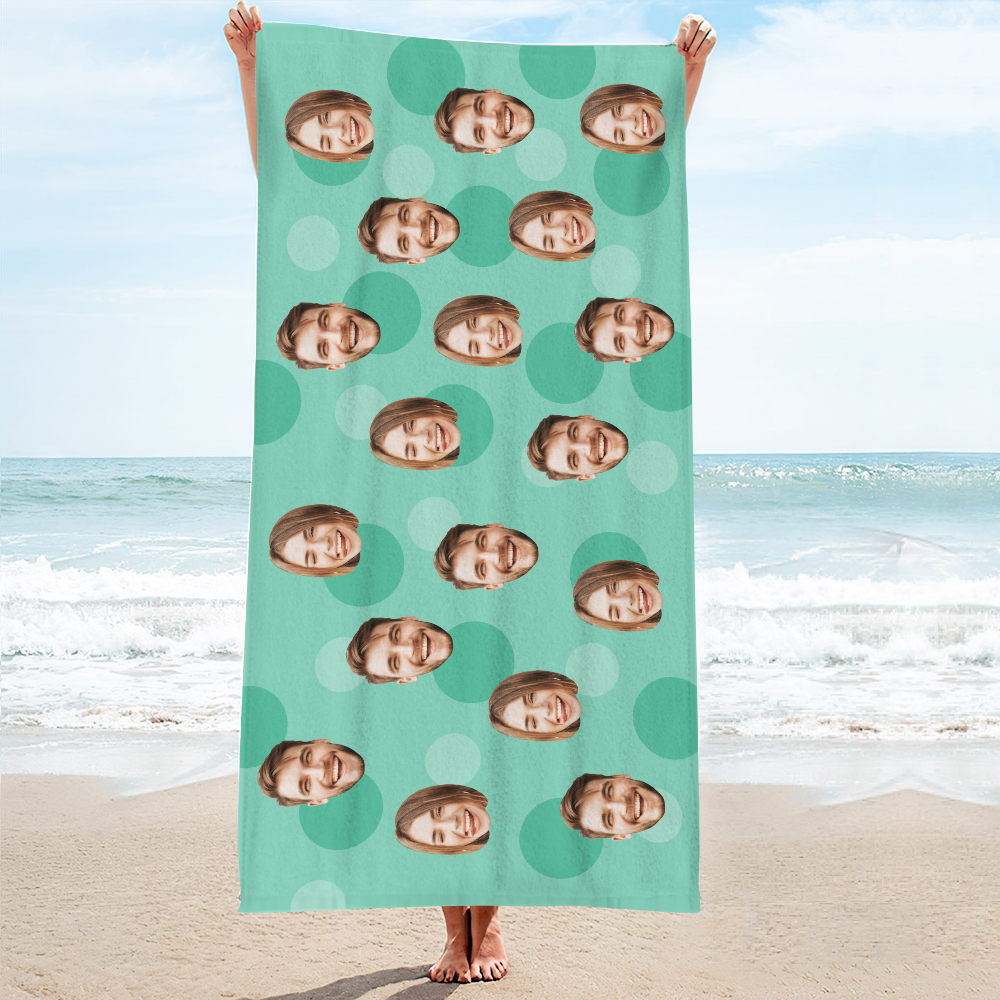 Personalisiertes Strandtuch Mit Gesicht, Individuelles Strandtuch, Lustiges Geschenk, Hellblau - MyFaceSocksDE