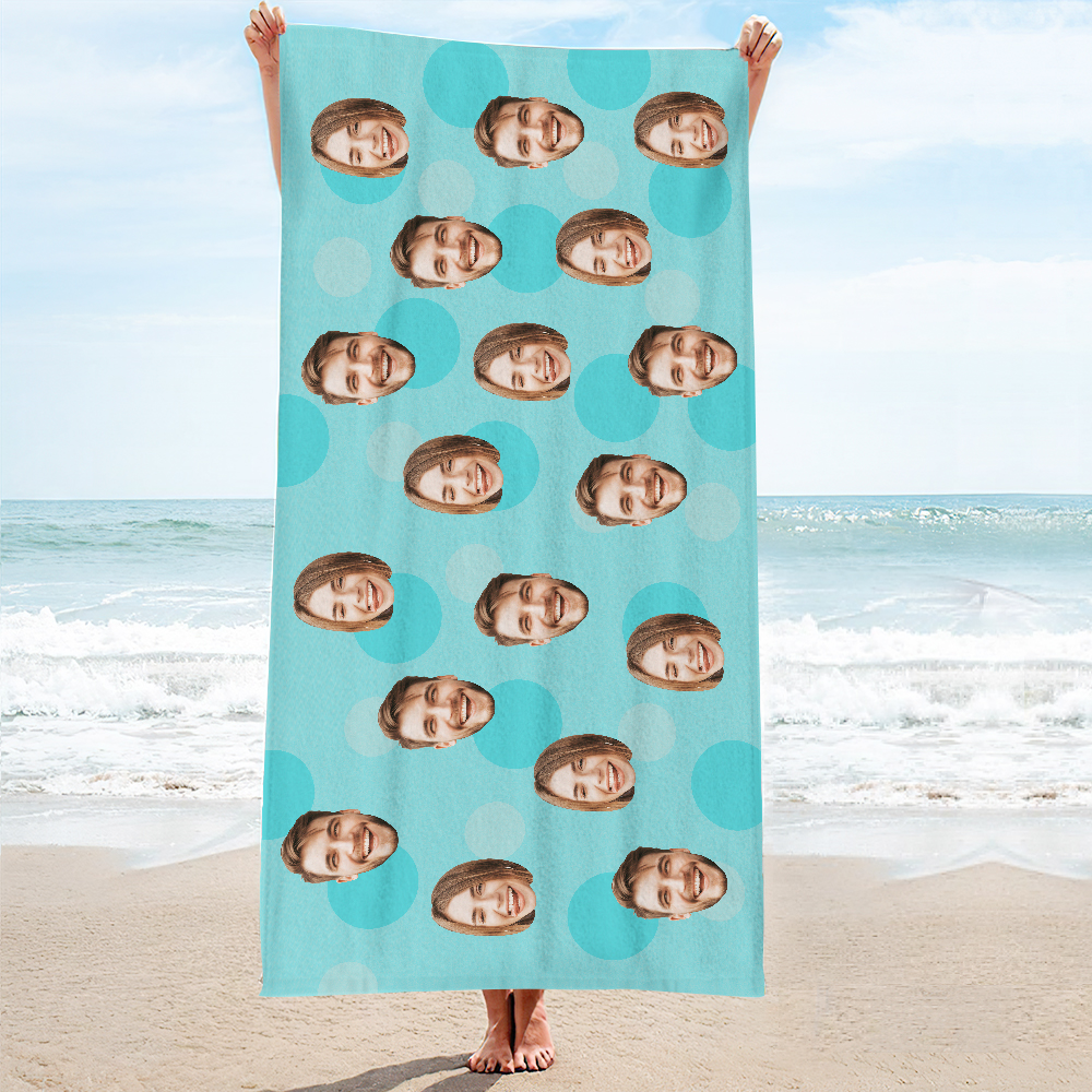 Personalisiertes Strandtuch Mit Gesicht, Individuelles Strandtuch, Lustiges Geschenk, Hellblau - MyFaceSocksDE