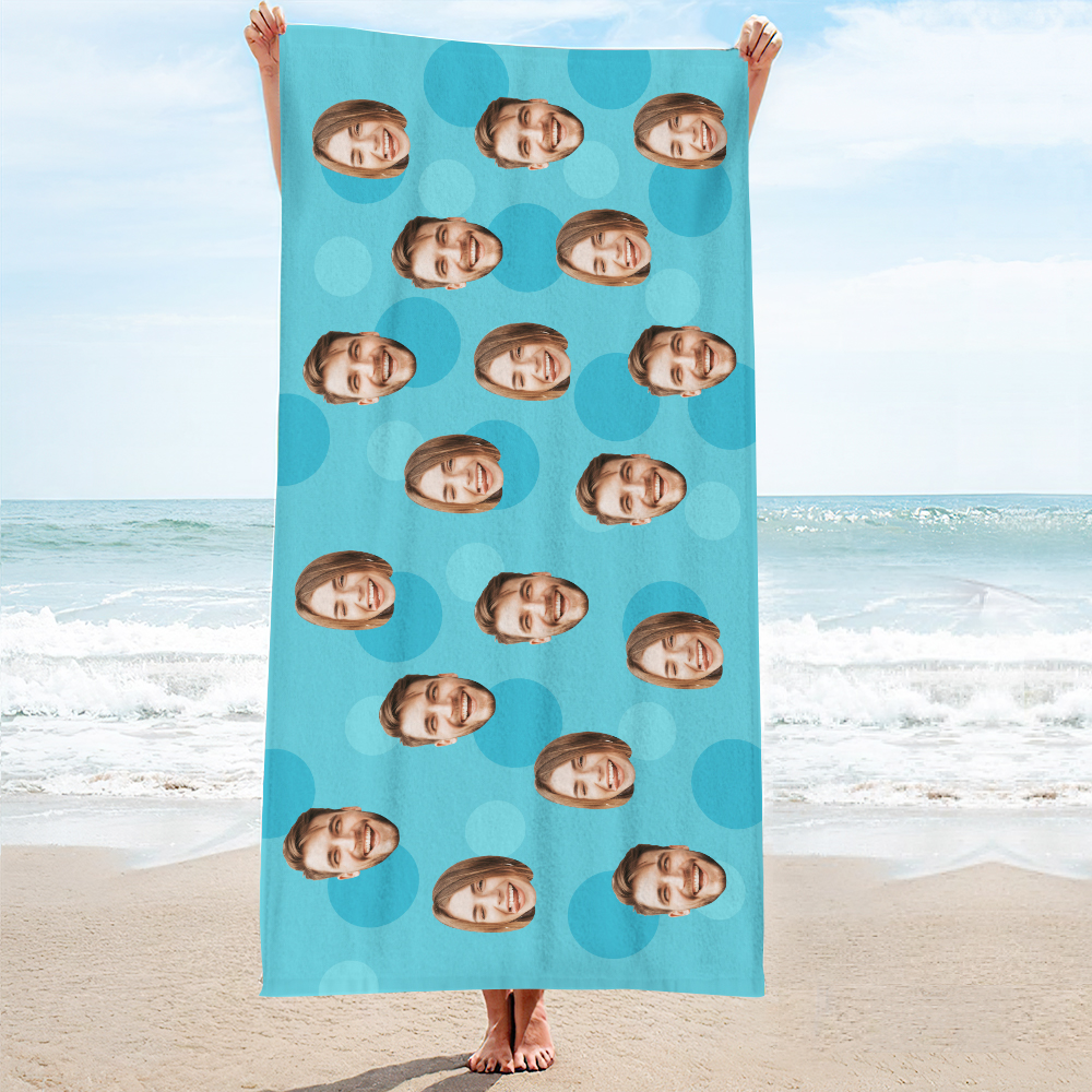 Personalisiertes Strandtuch Mit Gesicht, Individuelles Strandtuch, Lustiges Geschenk, Hellblau - MyFaceSocksDE