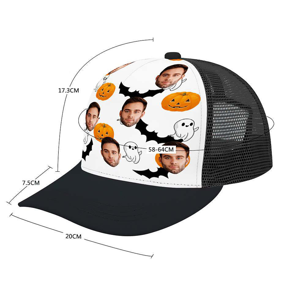 Benutzerdefinierte Kappe Personalisiertes Gesicht Baseballkappen Erwachsene Unisex Bedruckte Modekappen Geschenk - Kürbisse Und Geister - GesichtSocken