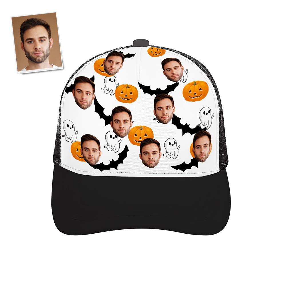 Benutzerdefinierte Kappe Personalisiertes Gesicht Baseballkappen Erwachsene Unisex Bedruckte Modekappen Geschenk - Kürbisse Und Geister - GesichtSocken