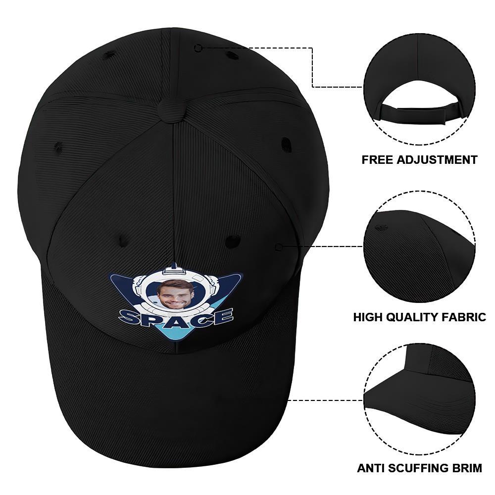 Benutzerdefinierte Kappe Personalisiertes Gesicht Baseballmützen Mit Text Erwachsene Unisex Bedruckte Modekappen Geschenk - Astronaut - GesichtSocken