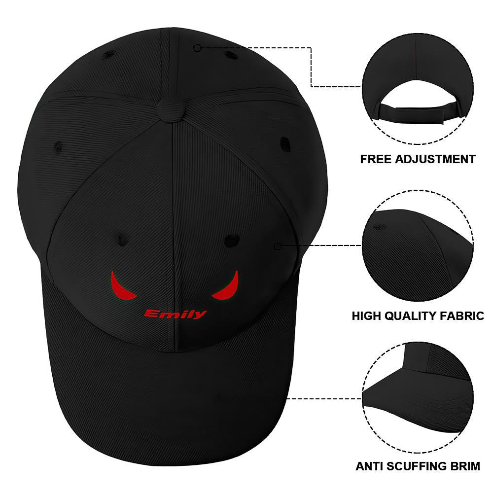 Benutzerdefinierte Kappe Personalisierte Baseballkappen Mit Text Erwachsene Unisex Bedruckte Modekappen Geschenk - Teufelshörner - GesichtSocken