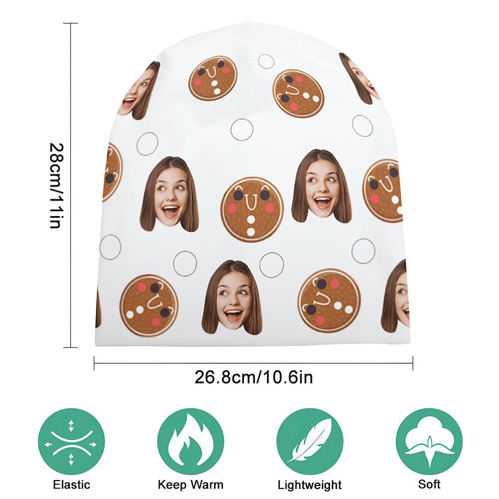 Benutzerdefinierte Full Print Pullover Cap Personalisierte Foto Beanie Hüte Weihnachtsgeschenk Für Sie – Weihnachtsplätzchen - GesichtSocken