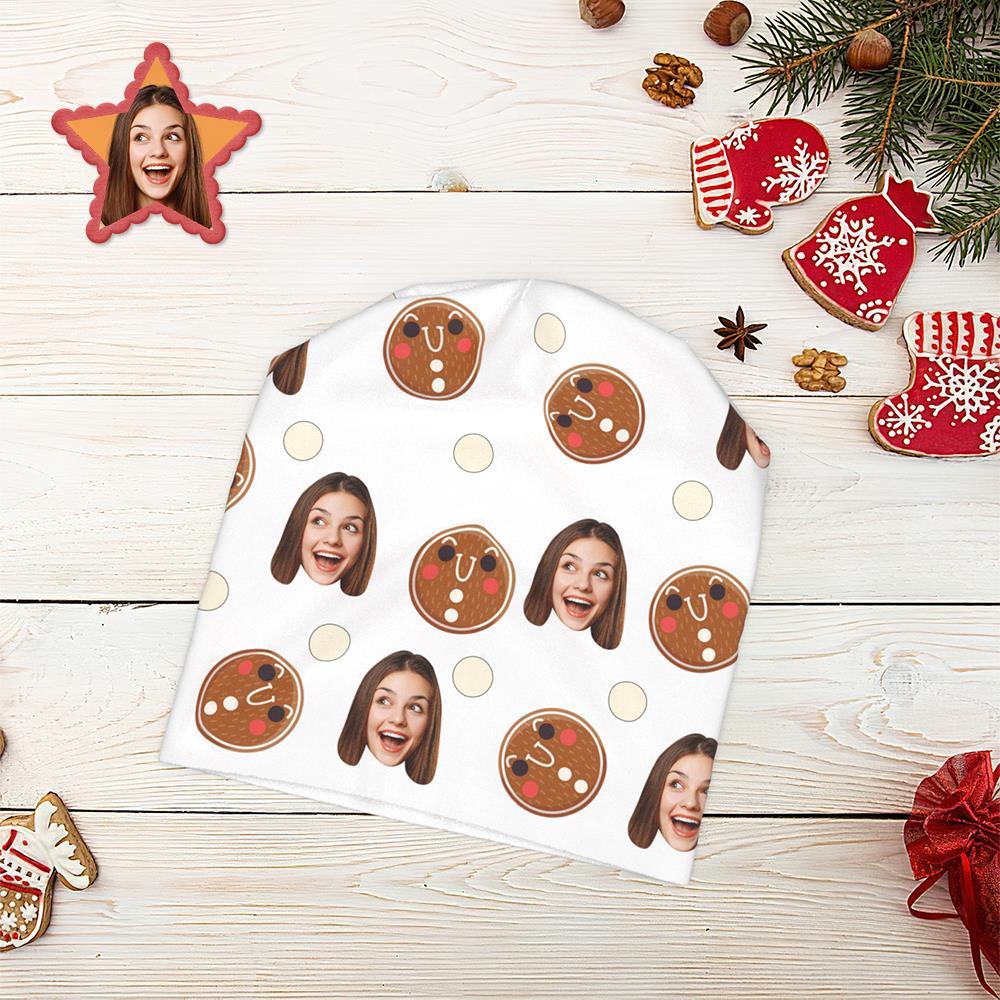 Benutzerdefinierte Full Print Pullover Cap Personalisierte Foto Beanie Hüte Weihnachtsgeschenk Für Ihn - Weihnachtsplätzchen - GesichtSocken