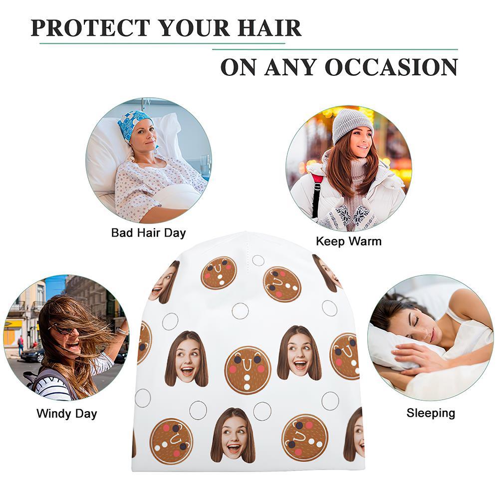 Benutzerdefinierte Full Print Pullover Cap Personalisierte Foto Beanie Hüte Weihnachtsgeschenk Für Ihn - Weihnachtsplätzchen - GesichtSocken